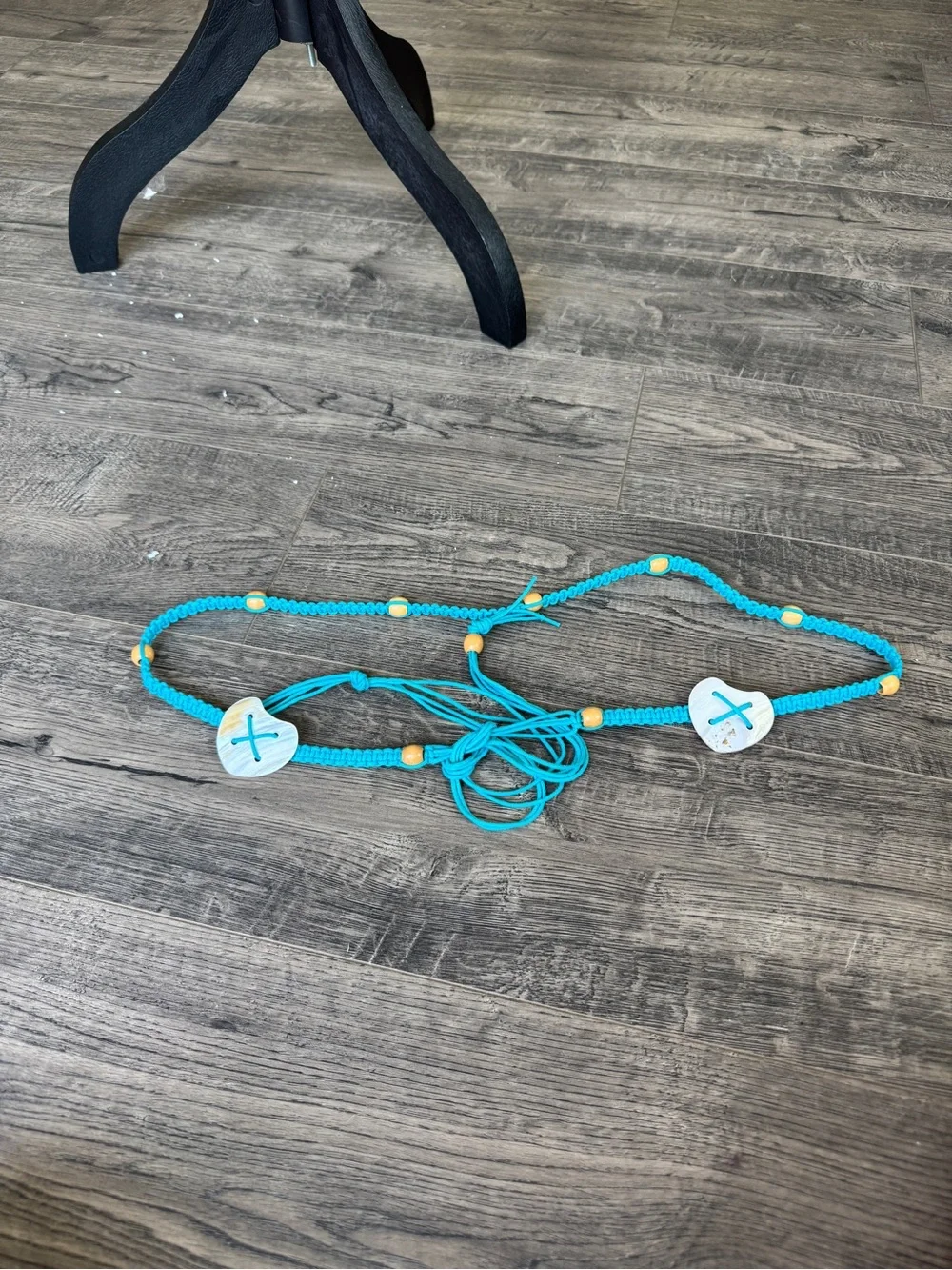 Y2K Macrame Beaded Turquoise Beaded Heart Belt Comfortable Adjustable Accessory